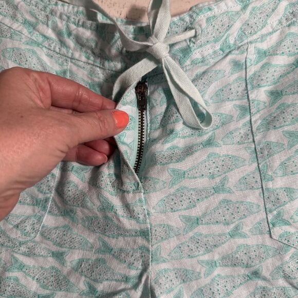 VINEYARD VINES Teal Blue Pigment Fish Print Linen Shorts Sz 2 Mint Green LN $88 - Picture 5 of 15